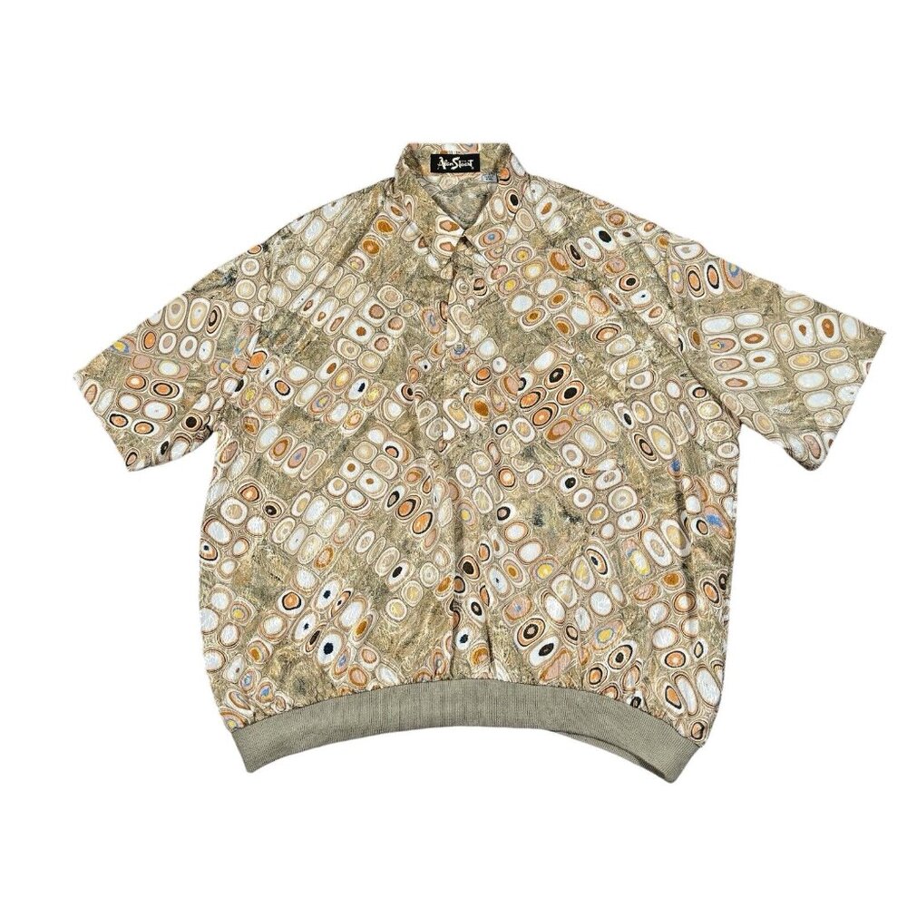Vintage 1980s‎ Alan Stewart Abstract Multicolor Print Button Up Shirt Sz 2XL